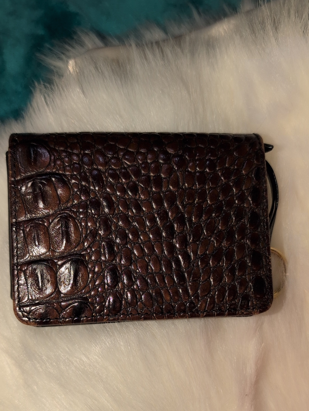 Brahmin Crocodile Embossed Credit Card Key Chain Wallet